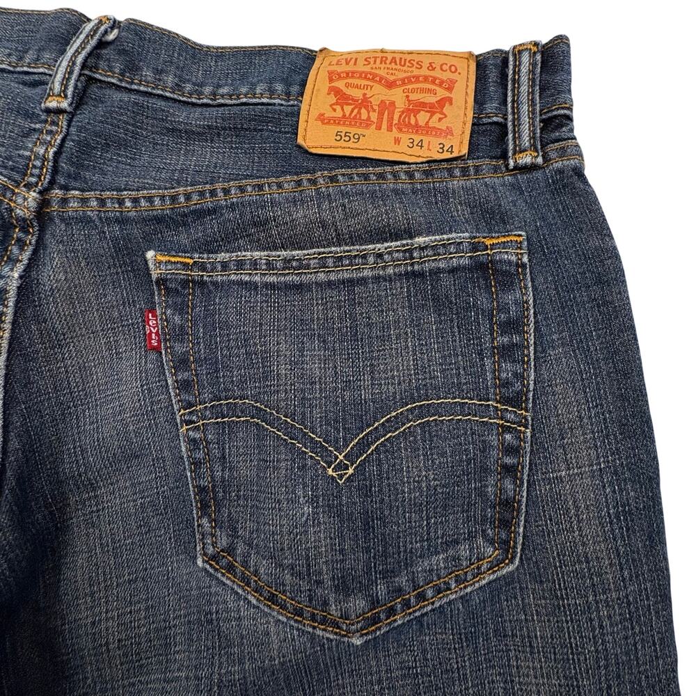 Levi's 559 Relaxed Straight Fit Jeans Men's 34x34 Blue Dark Wash Denim